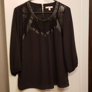 Skies are Blue Spooner Lace Inset Blouse